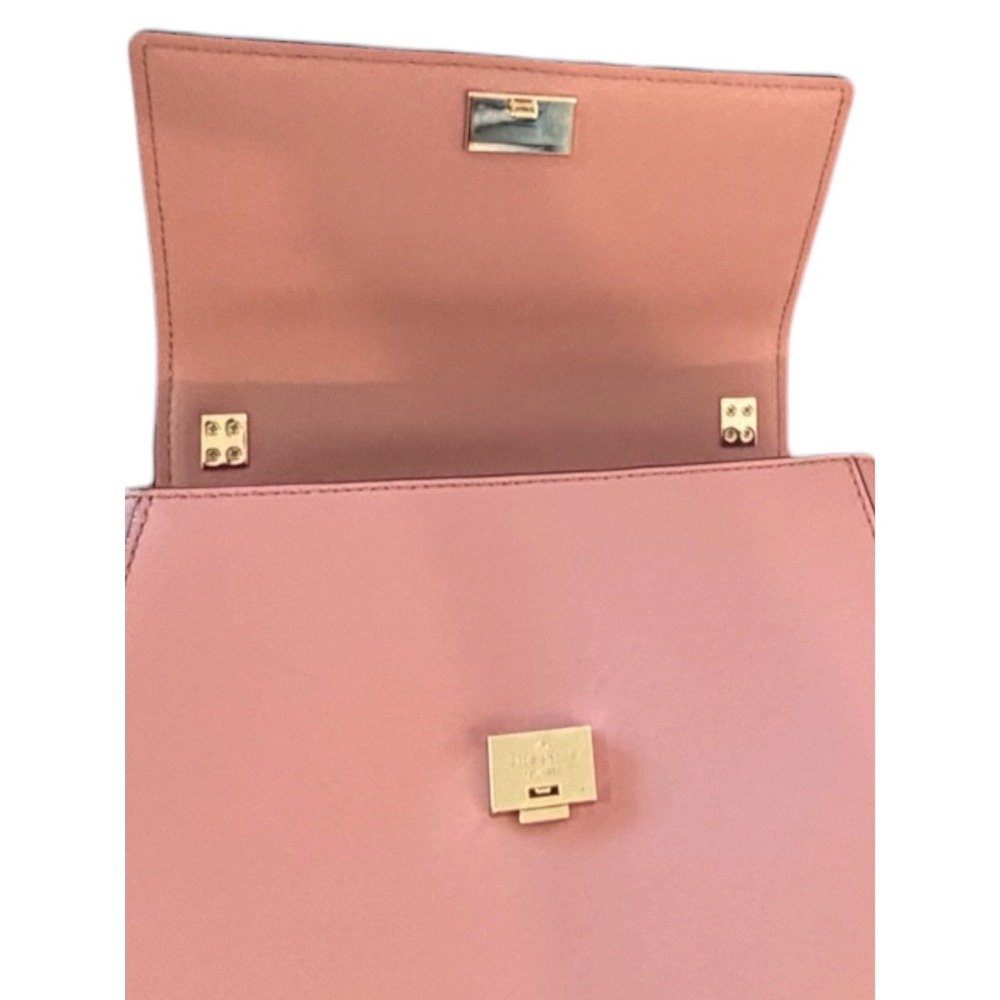 Kate Spade Laurel Way Carsen Leather Crossbody Saddle Bag Dusty Pink Mauve Gold - Picture 4 of 11